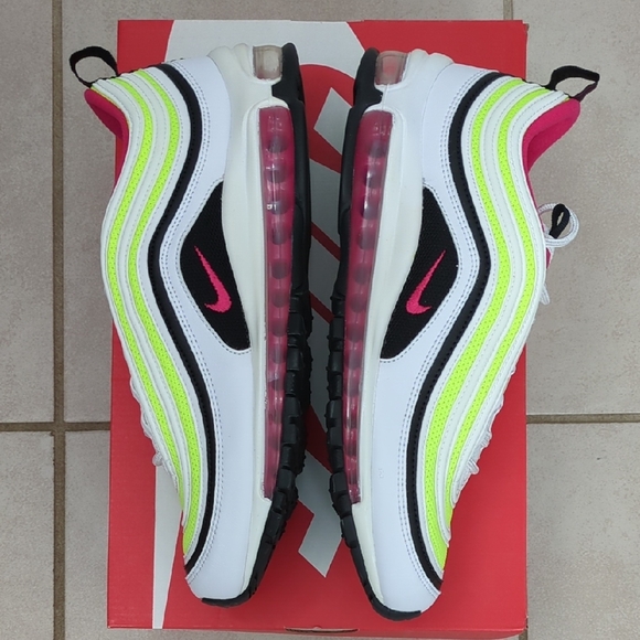 New! Nike Air Max 97, Men\'s White, Neon Green, & Fuchsia Running Sneakers main image 7